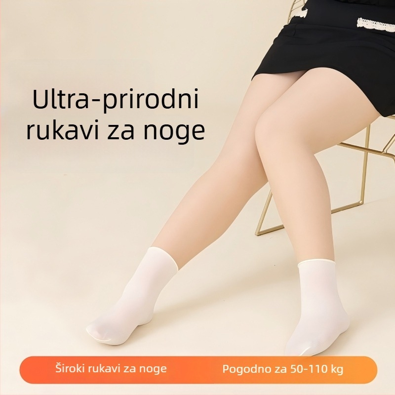 Gu Niang-inspired dvostruko složene čarape velike veličine, osjećaj gole kože, ultra-fina tekstura, dugačke, s flis unutrašnjošću
