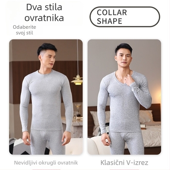 Muški termalni set s velurom i unutarnjom, uski kroj, poliestar, toplina i oblikovanje tijela, srednja gustoća 181-200 g/m2