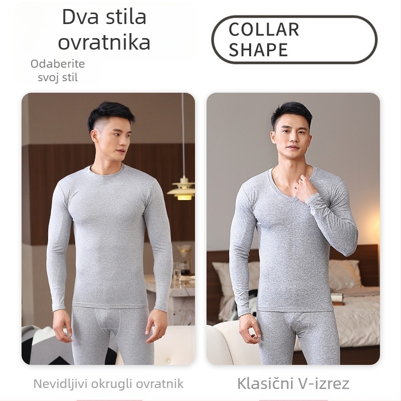 Muški termalni set s velurom i unutarnjom, uski kroj, poliestar, toplina i oblikovanje tijela, srednja gustoća 181-200 g/m2