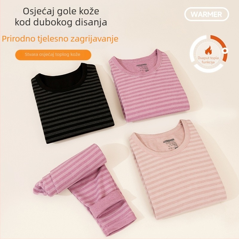 Unisex termalni komplet donjeg rublja — debeli poliester 201-250 g/m², gornji dio s polu-visokom vratom i dugim rukavima, hlače, oblikovanje tijela i zadržavanje topline