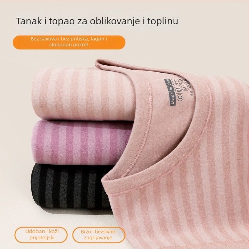 Unisex termalni komplet donjeg rublja — debeli poliester 201-250 g/m², gornji dio s polu-visokom vratom i dugim rukavima, hlače, oblikovanje tijela i zadržavanje topline