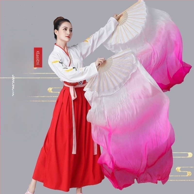 Kvadratni plesni svilenasti fan s gradijentnim uzorkom za Yangko ples (Brend: Unique; Na skladištu; Ljeto 2021)