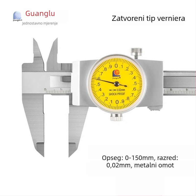 Guilin Guanglu Dvostrano otporan na udarce dial caliper sa satom, visoka preciznost, 0-300mm