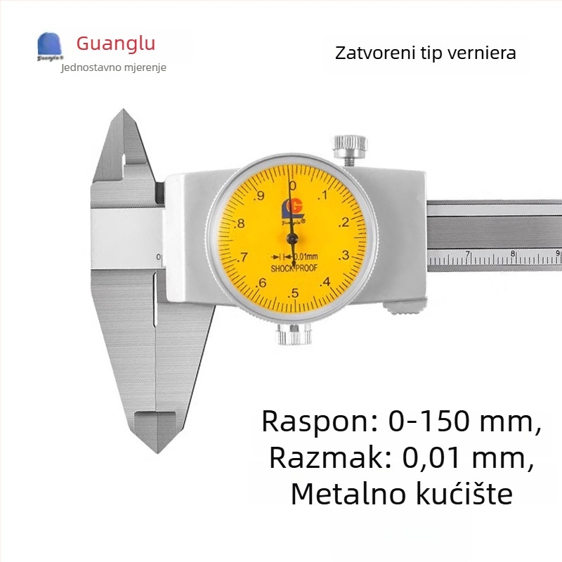 Guilin Guanglu Dvostrano otporan na udarce dial caliper sa satom, visoka preciznost, 0-300mm