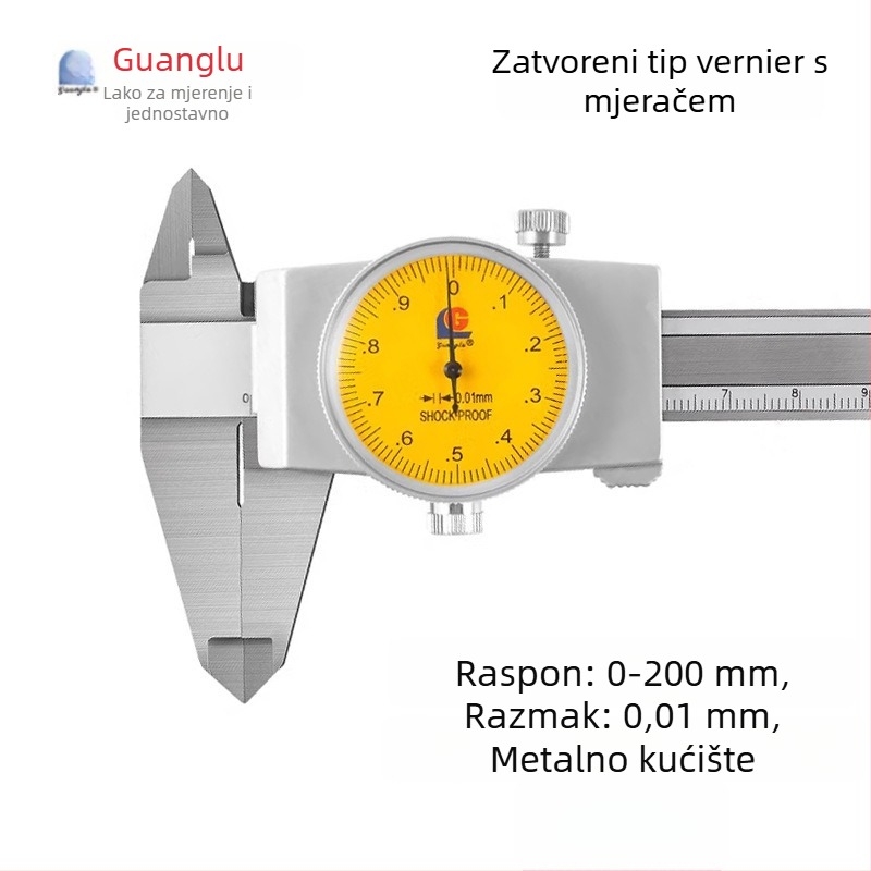 Guilin Guanglu Dvostrano otporan na udarce dial caliper sa satom, visoka preciznost, 0-300mm