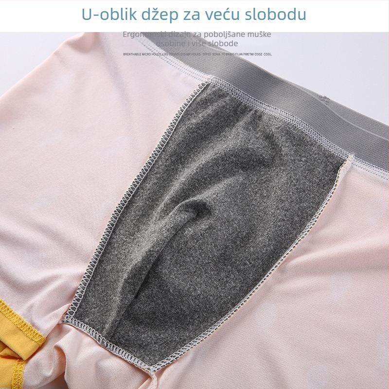Muške bokserice sa srednjim strukom, prozračne, antibakterijske, poliester pleteni materijal 41-50D
