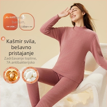 Unisex zimski komplet termalnog donjeg rublja s debelim flisom – top s okruglim izrezom i hlače