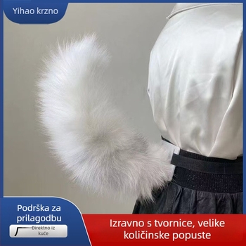 Plišani rep lisice za cosplay s pravim krznom, Ručna izrada (Odrasli, Zima 2024, Na skladištu, Bez branda)