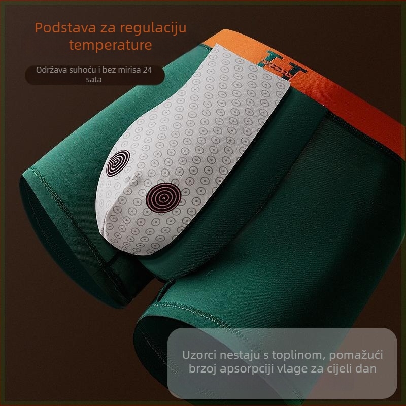 Muške bokserice, prozračne pamuk-modal tkanine, srednji pojas, tekstni uzorak, podstava modal 90–95%