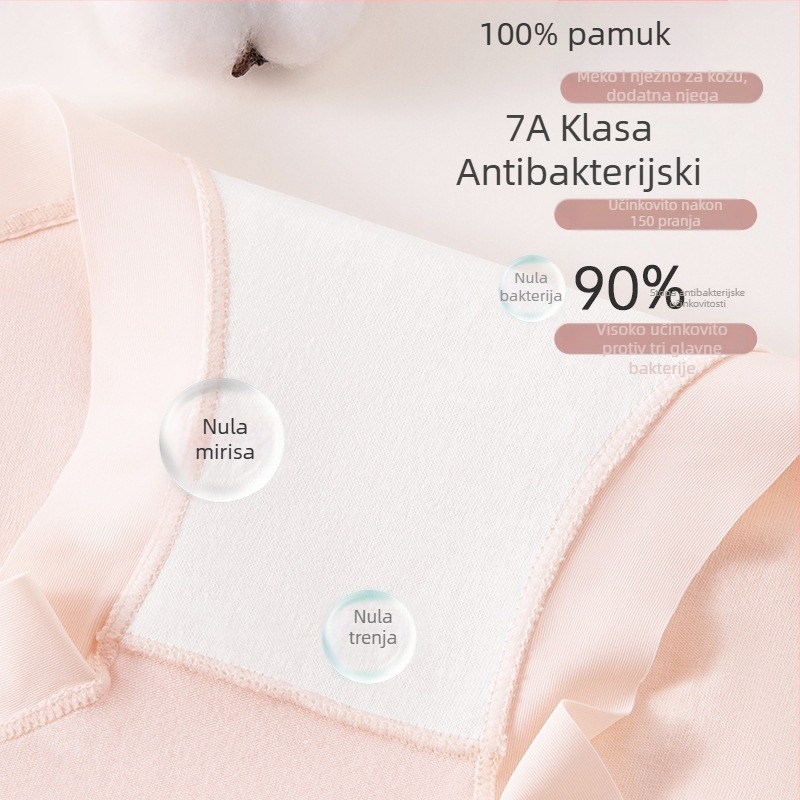 7A antibakterijske ženske gaćice visokog pojasa od 100% pamuka, udobne, tanke, prozračne, bešivne, plus veličina