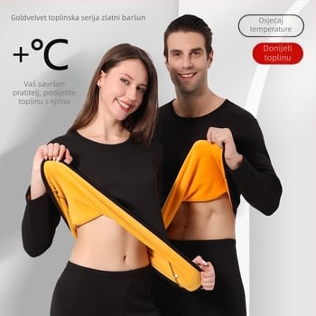 Unisex termalni komplet gornji i donji dio s fleec podstavom, debela tkanina, bez šavova, okrugli izrez