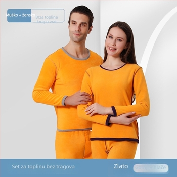 Unisex termalni komplet gornji i donji dio s fleec podstavom, debela tkanina, bez šavova, okrugli izrez