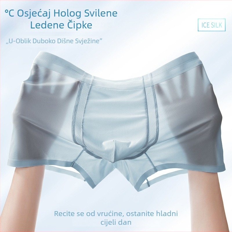 Muške bokserice | Najlon Ice-Silk mreža, brzo sušenje, prozračnost | Srednji pojas, jednostavno tkanje