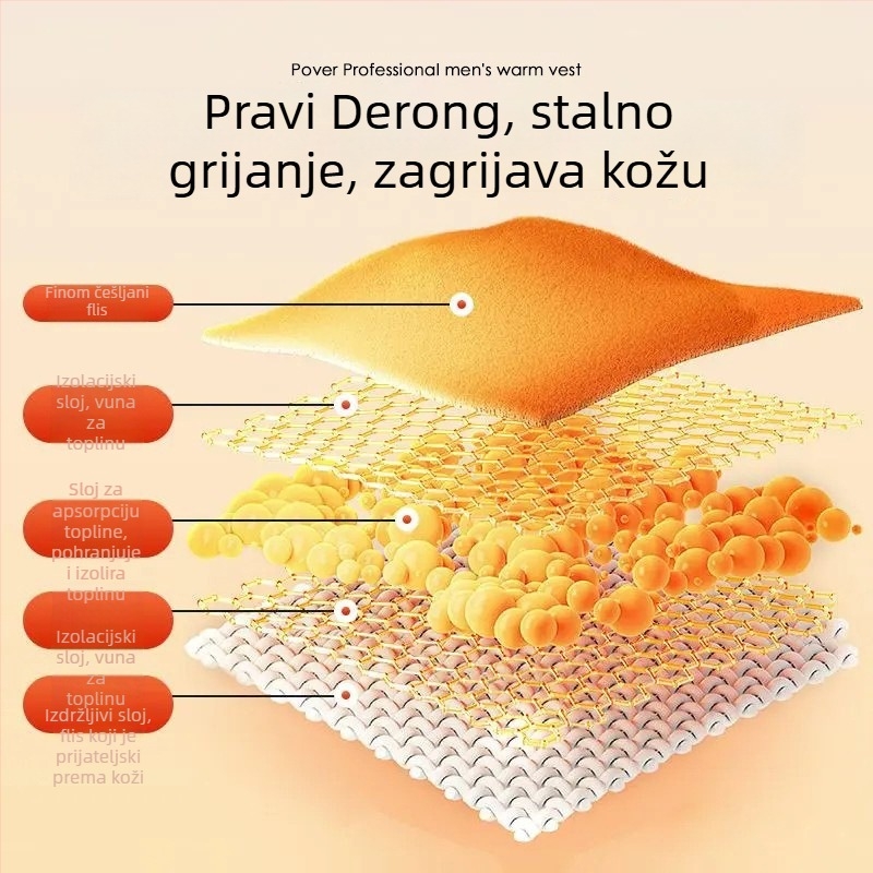 Unisex termo prsluk s flis podstavom, debelim materijalom i našivkom – poliestersko vlakno