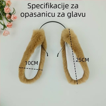 Plišani cosplay headband s ušima zeca i dizajnom psećih ušiju — kod 005, za djecu, proljeće 2025