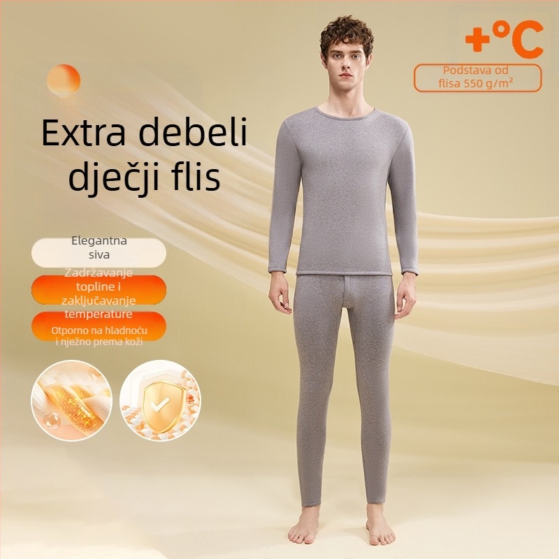 Woodpecker muški termalni komplet donjeg rublja od pamuka s flis podstavom, debeli osnovni sloj za jesen i zimu
