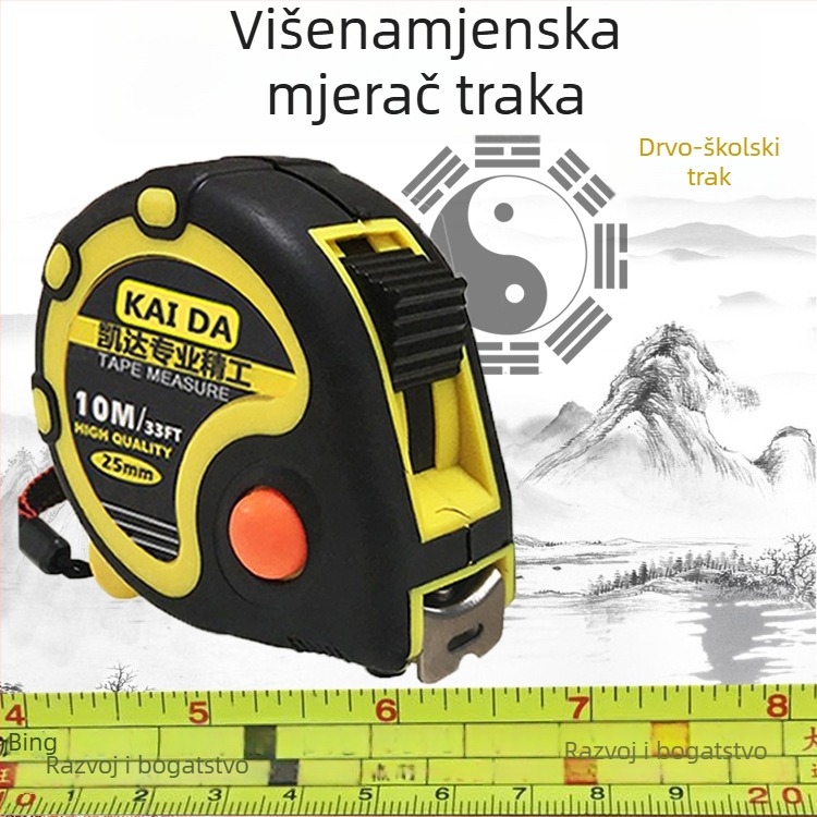 Metalna mjeračka traka s prilagođenim logom, magnet, mat završetak, debeli gumeni premaz, Luban dizajn