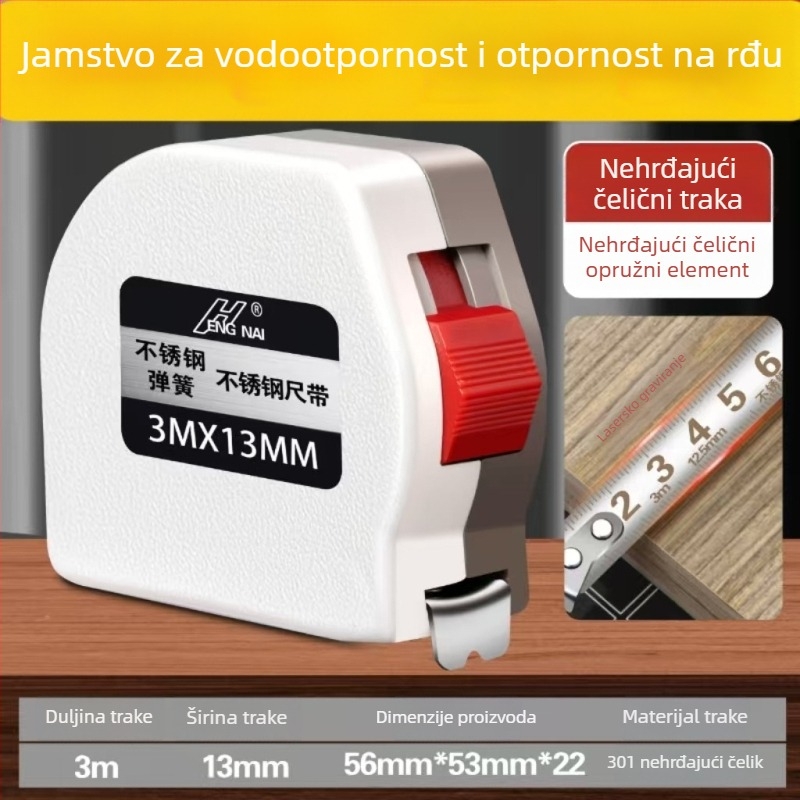 Laser-gravirana mjerenja traka od nehrđajućeg čelika, vodootporna, otporna na koroziju, visoka preciznost, otporna na habanje za gradilište i kućnu upotrebu