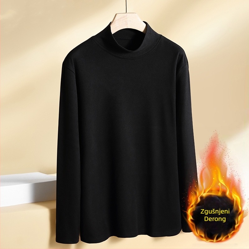 Termalni top s baršunom, visokim ovratnikom, unisex, dugi rukavi, poliester 95–100%