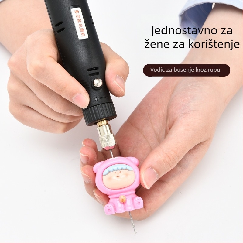 Mini električna bušilica 12V s neprekidnim podešavanjem brzine, četkasti motor, napajanje iz mreže, univerzalni čeljustni držač, bez povratne rotacije
