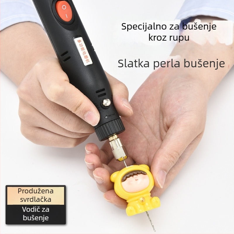 Mini električna bušilica 12V s neprekidnim podešavanjem brzine, četkasti motor, napajanje iz mreže, univerzalni čeljustni držač, bez povratne rotacije
