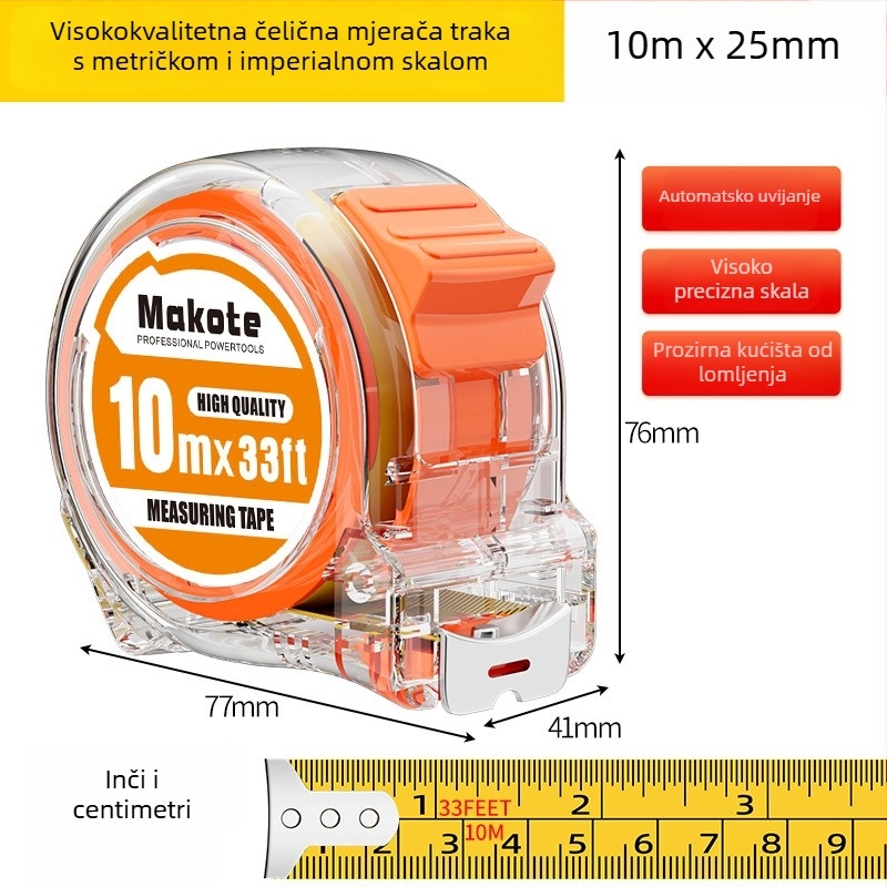 Gold Kangaroo čelična mjerni traka, debela, precizna i izdržljiva, s prilagođenim logotipom i oznakama rasporeda na traci