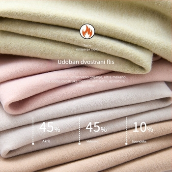 Ženske akrilne termalne hlače za bazni sloj s fleec podstavom, iznimno debeli, dvostrano četkano unutrašnjost, visoki struk, antibakterijski