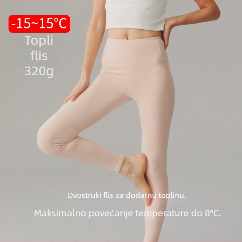 Ženske akrilne termalne hlače za bazni sloj s fleec podstavom, iznimno debeli, dvostrano četkano unutrašnjost, visoki struk, antibakterijski