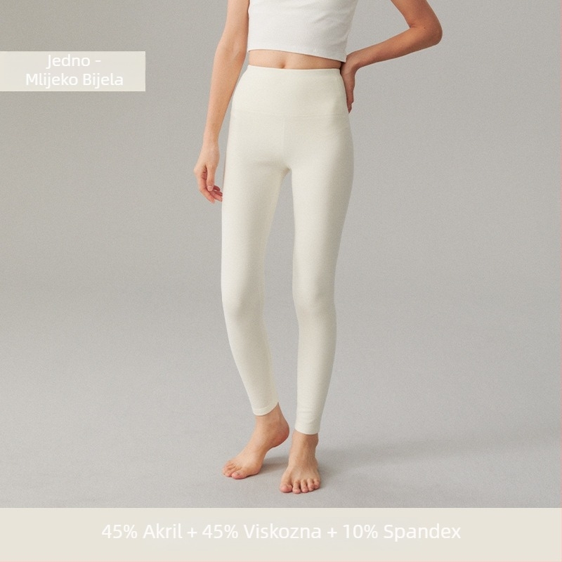 Ženske akrilne termalne hlače za bazni sloj s fleec podstavom, iznimno debeli, dvostrano četkano unutrašnjost, visoki struk, antibakterijski