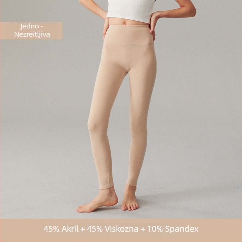 Ženske akrilne termalne hlače za bazni sloj s fleec podstavom, iznimno debeli, dvostrano četkano unutrašnjost, visoki struk, antibakterijski