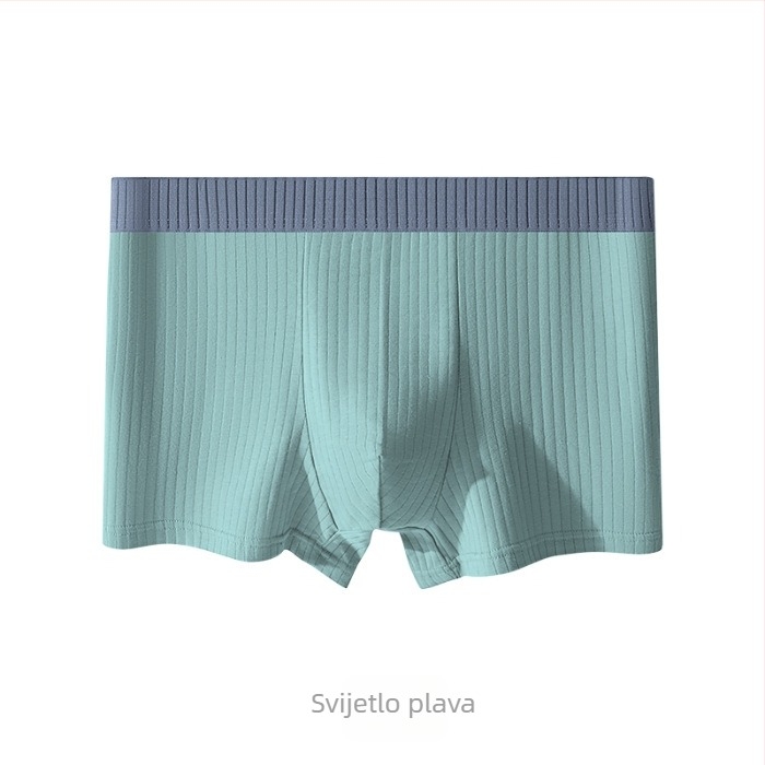Muške bokserice od čistog pamuka, prozračne, srednji struk, jednobojne, podstava prepona od viskoze