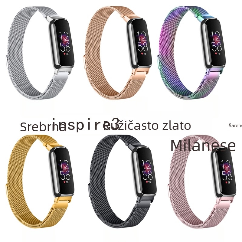 Milanese metalni kaiš s magnetskim kopčanjem za Fitbit Inspire3 – kompatibilan sa širinom interfejsa od 12 mm, težina 30 g, izdanje 2023.