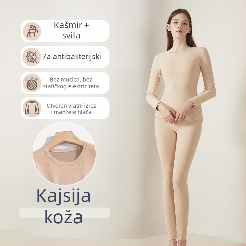 Termalni komplet donjeg rublja za muškarce i žene, s dugim rukavima i dugim hlačama, bez šavova, zimi