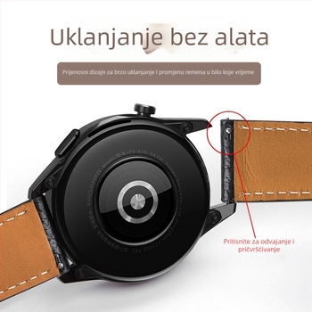 Kožna narukvica s lychee uzorkom za Huawei GT3 Pro i satove Watch 2/4/5/6, magnetska kopča, muški minimalistički stil