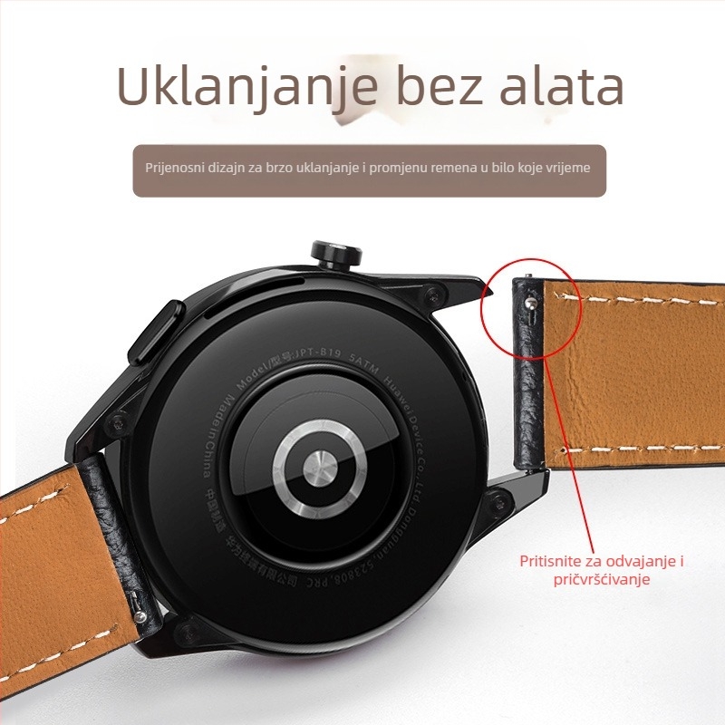Kožna narukvica s lychee uzorkom za Huawei GT3 Pro i satove Watch 2/4/5/6, magnetska kopča, muški minimalistički stil