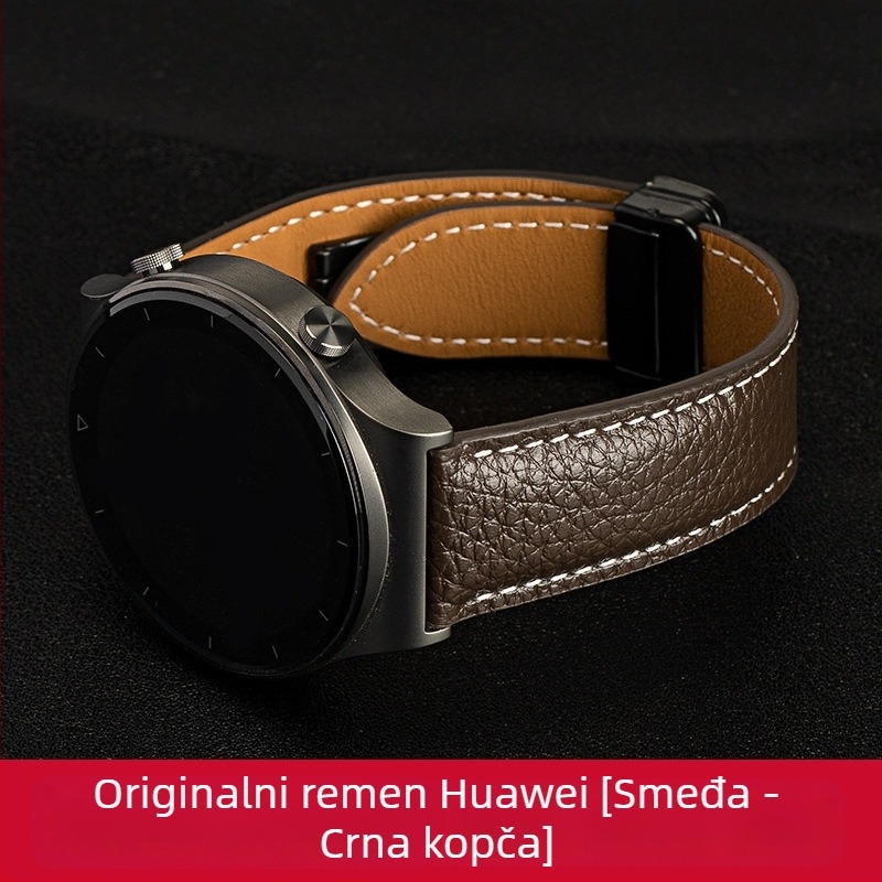 Kožna narukvica s lychee uzorkom za Huawei GT3 Pro i satove Watch 2/4/5/6, magnetska kopča, muški minimalistički stil