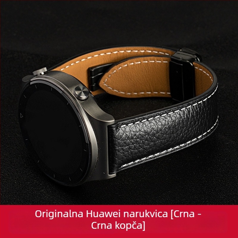 Kožna narukvica s lychee uzorkom za Huawei GT3 Pro i satove Watch 2/4/5/6, magnetska kopča, muški minimalistički stil
