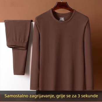 Muški Derong termalni komplet od poliestera, 90–95% poliestera, srednja debljina 181–200 g/m², jednodijelni top s dugim rukavima i okruglim izrezom