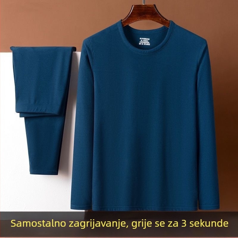 Muški Derong termalni komplet od poliestera, 90–95% poliestera, srednja debljina 181–200 g/m², jednodijelni top s dugim rukavima i okruglim izrezom