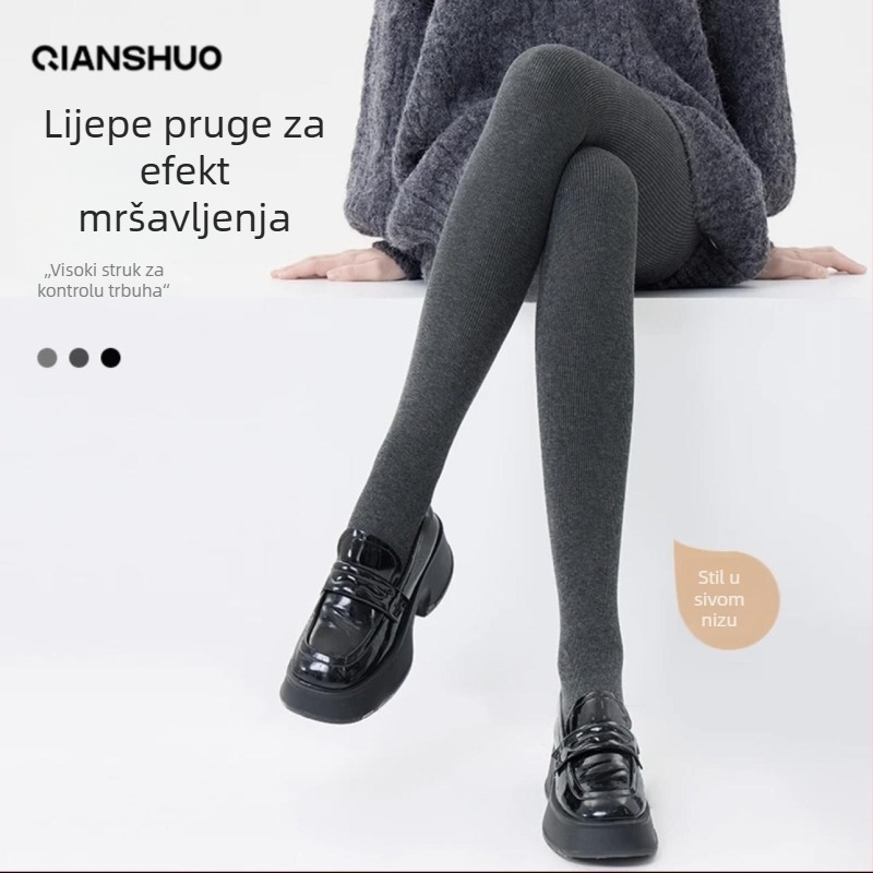 Pamukaste leggice s fleis podstavom, visokim strukom, duljina 3/4, debele i tople