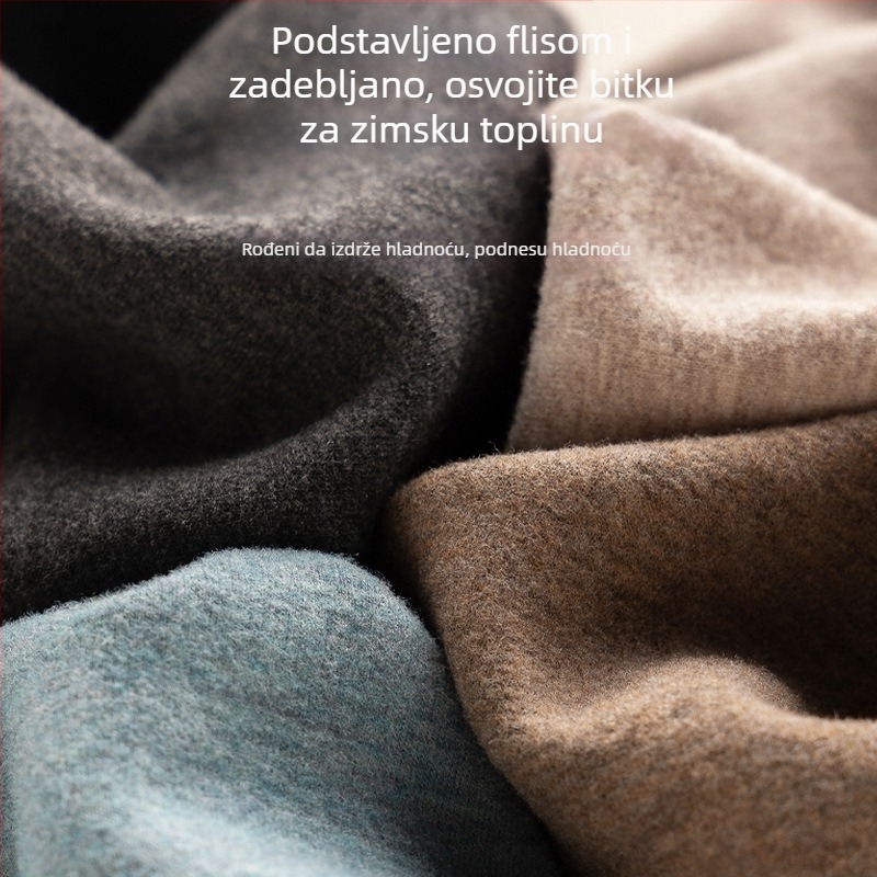 Muški termalni komplet od kašmira i svile, s flecom i pojačanim osnovnim slojem, gornji dio i hlače za jesen-zimu 2025