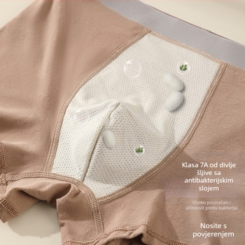 Plus veličine muške bokserice od čistog pamuka, udobne, širokog kroja, prozračne i udobne; antibakterijska podstava od svile od moruše; jacquard tkanina, sportski stil.
