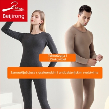 Unisex grafenski termalni set donjeg rublja s bezšivnim gornjim dijelom i hlačama, debeli materijal 201-250 g/m², grijanje, antibakterijsko, antistatiko