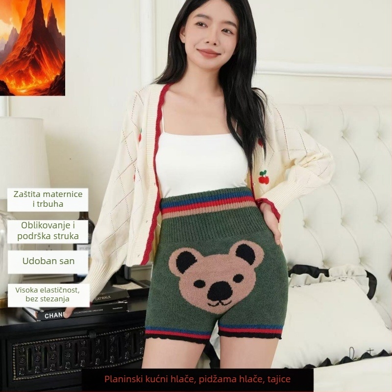 Ženske flis-legice Island Velvet, visokim strukom, dvostruki sloj, tople za jesen-zimu, zaštita struka i trbuha