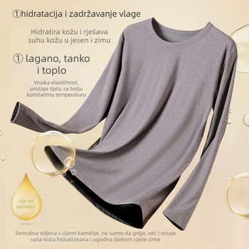 Termalni komplet s Derong tkaninom, ribirana tekstura, gornji i donji dio, okrugli vrat; 95% poliester, 5% spandeks; 210 g/m2; jednoslojni; anti-piling; umjerena toplina.