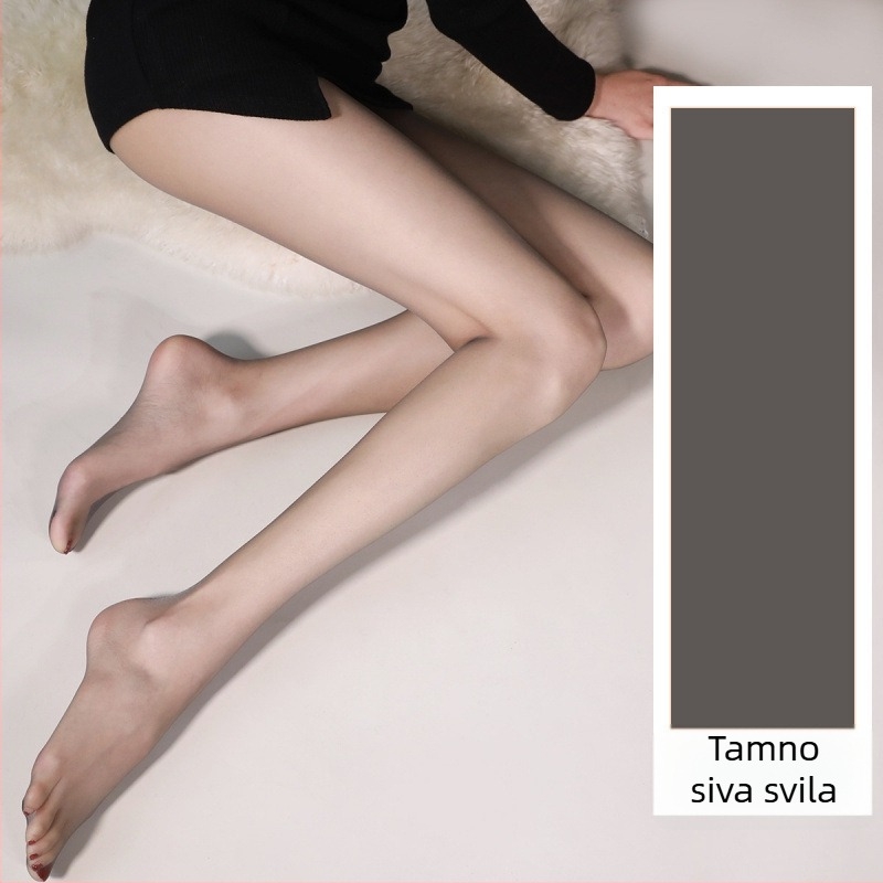 Ženske ultra-tanke crne čarape, svilen osjećaj, otpornost na zapinjanje, produžena duljina, prozračne