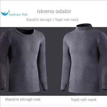 Dva komada termalnog donjeg rublja od 100% pamuka, unisex, gornji dio s dugim rukavima i hlače, jednovrstni, bez šavova, srednja težina (181-200 g/m²)