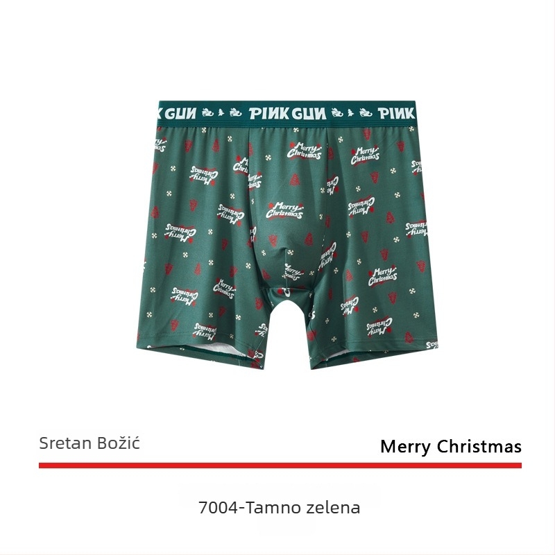Muške boxerice od mekog pamuka s božićnim uzorom, antibakterijske, 2025 novi model
