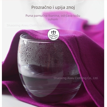Ženski termalni komplet od 100% pamuka, debeli materijal 201–250 g/m², okrugli izrez, dugi rukavi, bez šavova