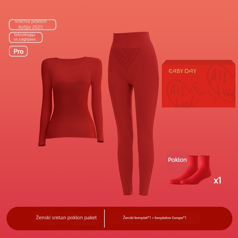 Ženski termalni komplet, bezšiven, oblikuje tijelo, antistatijski, termalni najlon materijal 181–200 g/m²